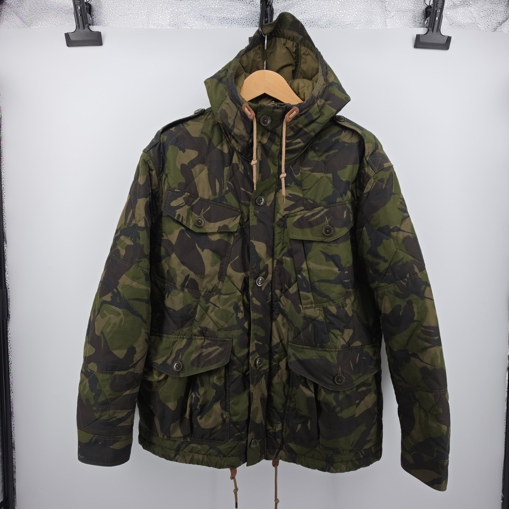 Polo Ralph Lauren Mens Camo Quilted Field Jacket Hooded XL Green Camouflage